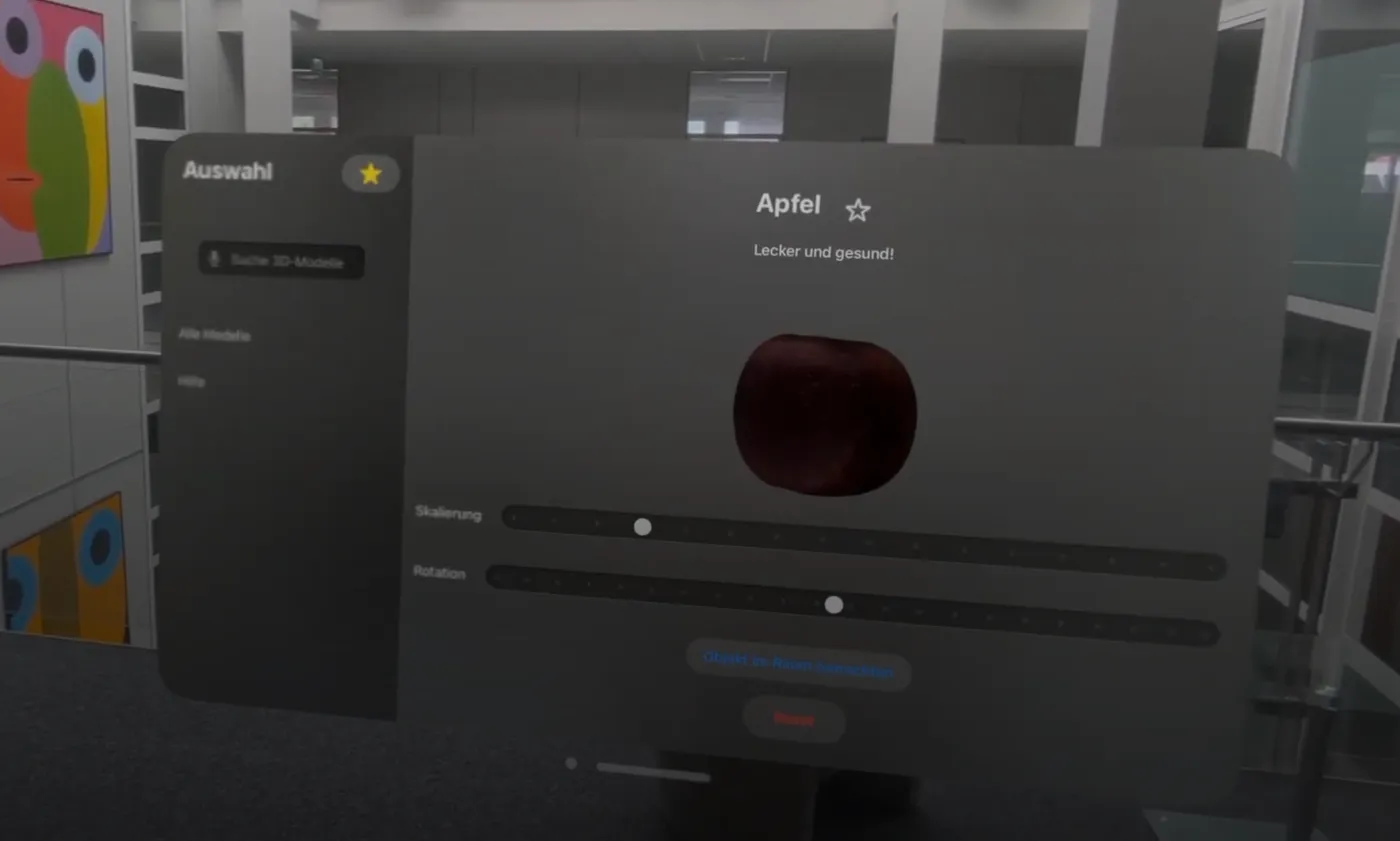 Mixed Reality Anwendung für die Apple Vision Pro
